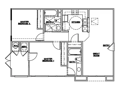 2BR/2BA Plan A floor plan